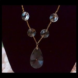 14K Solid Gold Antique 1800s era Swarovski Crystals Necklace